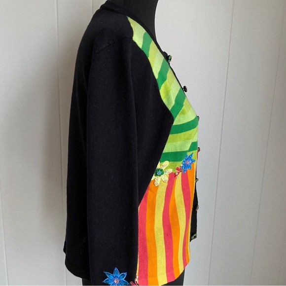 Jack B. Quick Women’s Classic Embellished Black and Floral Sequin Sweater | PS - Picture 5 of 16